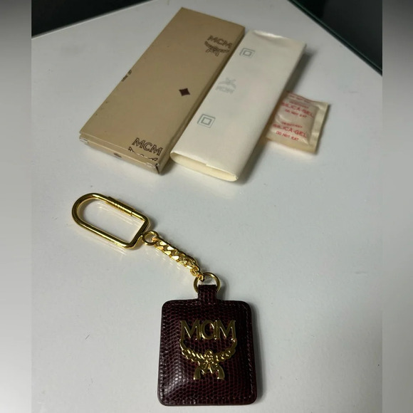 MCM Brown Pebbled Leather Keychain - Picture 4 of 5